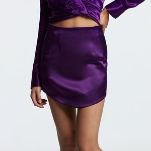 Zara High Waist Satin Effects Mini Skirt - Purple